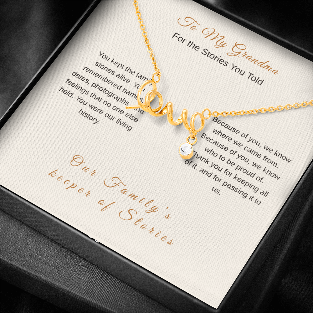 Grandma Necklace Keeper of Family Stories – Meaningful Gift - Golden Willow Emporium