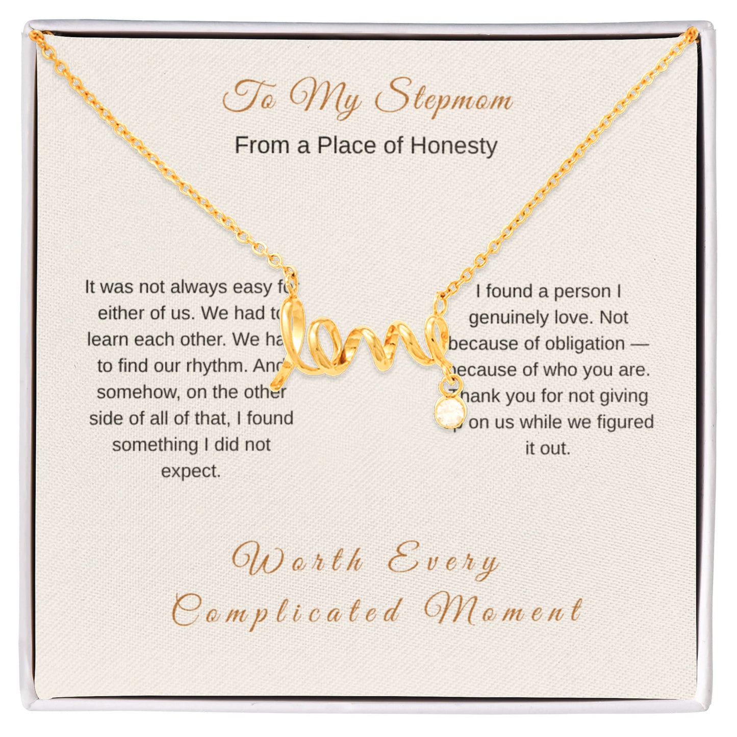 Stepmom Thank You Necklace – Honest Bonus Mom Gift - Golden Willow Emporium