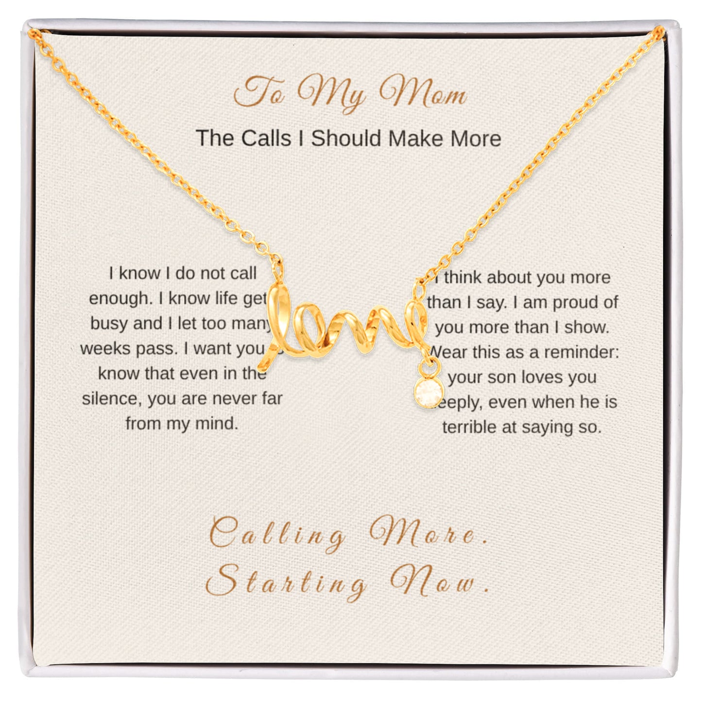 I Should Call More Necklace – Heartfelt Gift for Mom from Son - Golden Willow Emporium