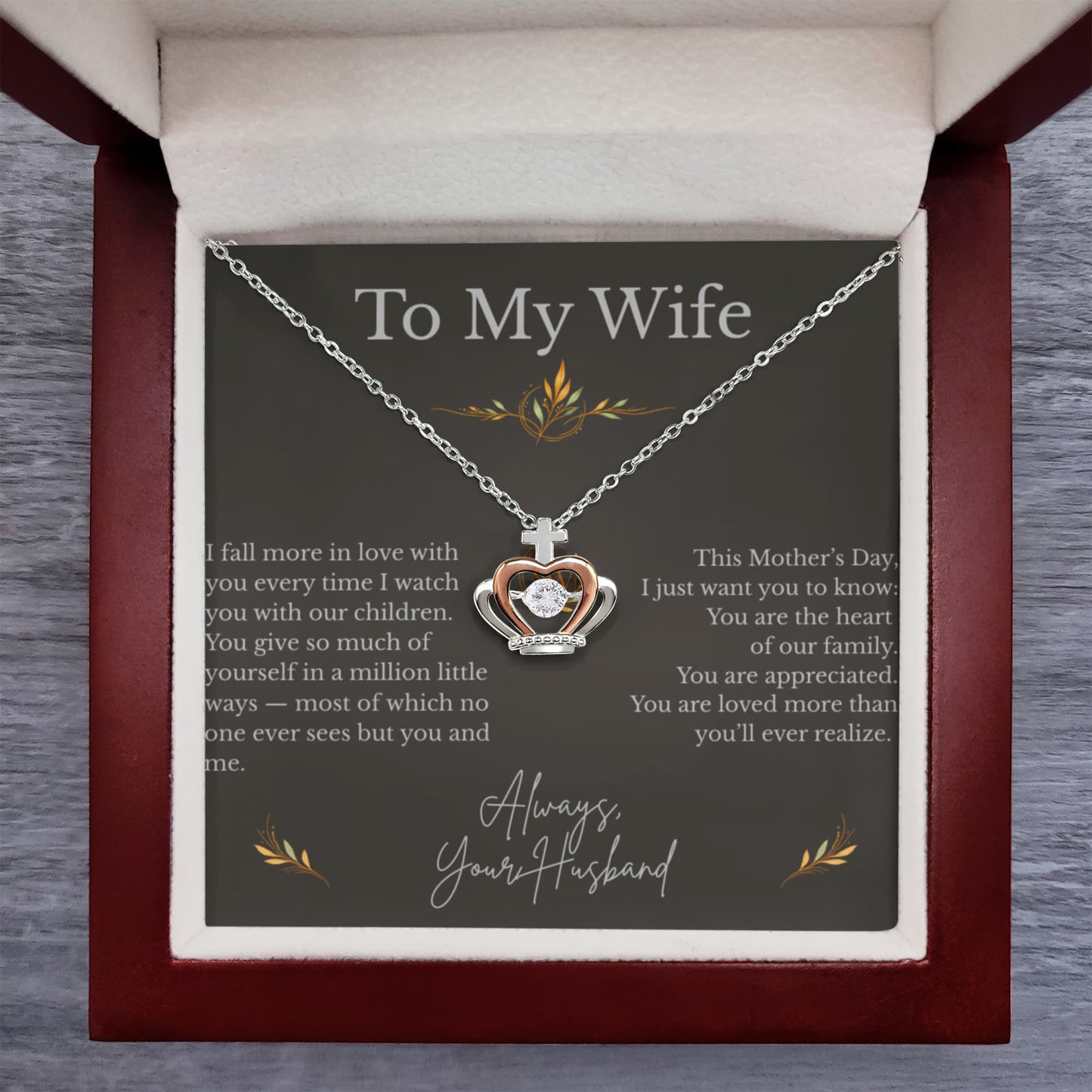 Crown Pendant Necklace – Mother's Day Gift for Wife - Golden Willow Emporium