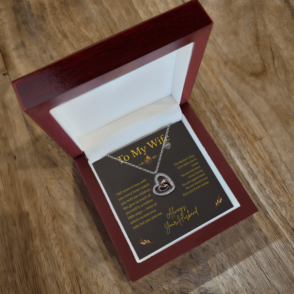 To My Wife – Mother's Day Gift – Baby Feet Heart Necklace – "You Are Where Home Begins"