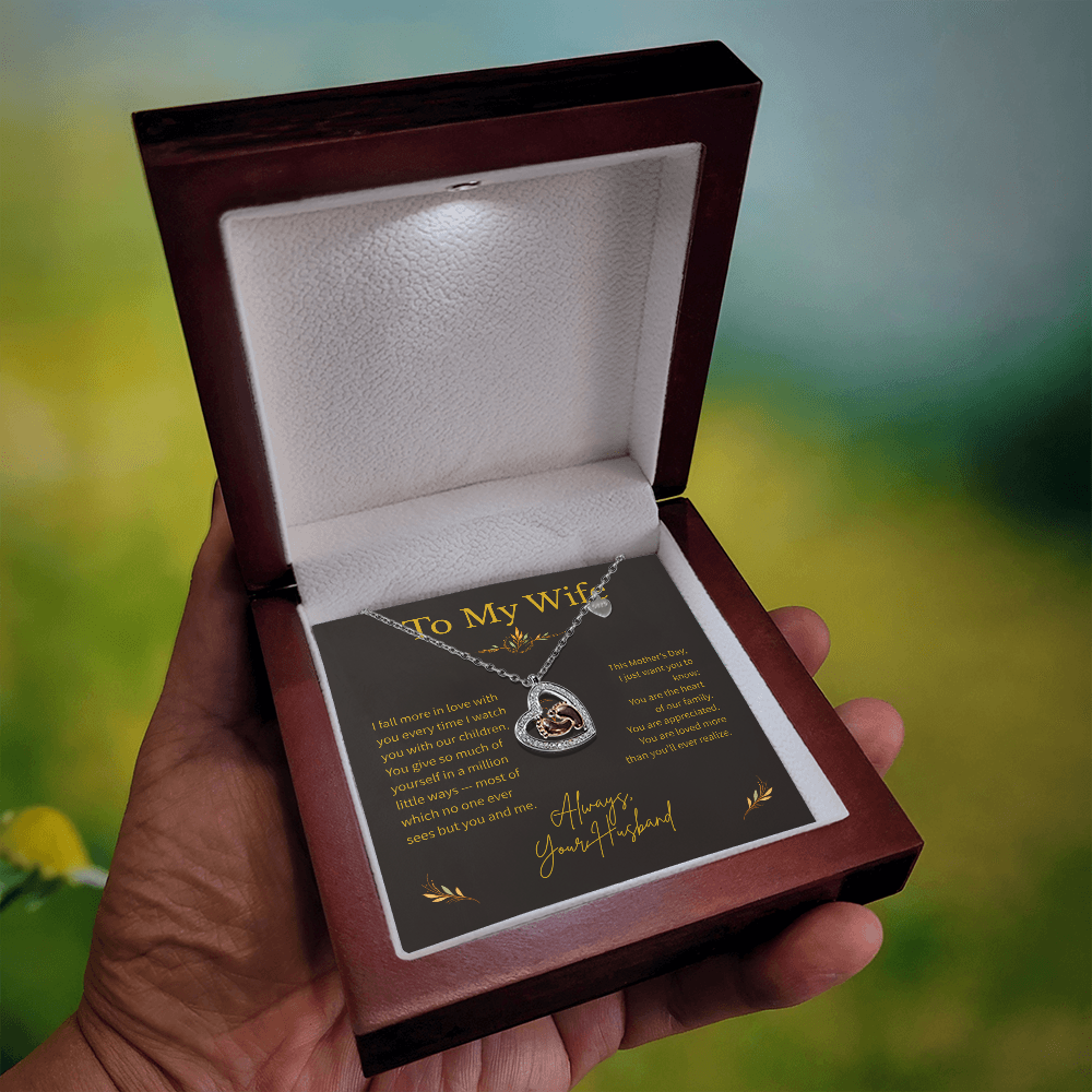To My Wife – Mother's Day Gift – Baby Feet Heart Necklace – "You Are Where Home Begins"