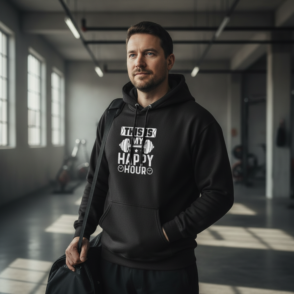 Bold Barbell Happy Hoodie